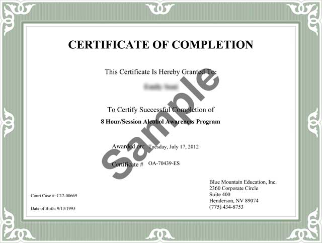 completion certificate